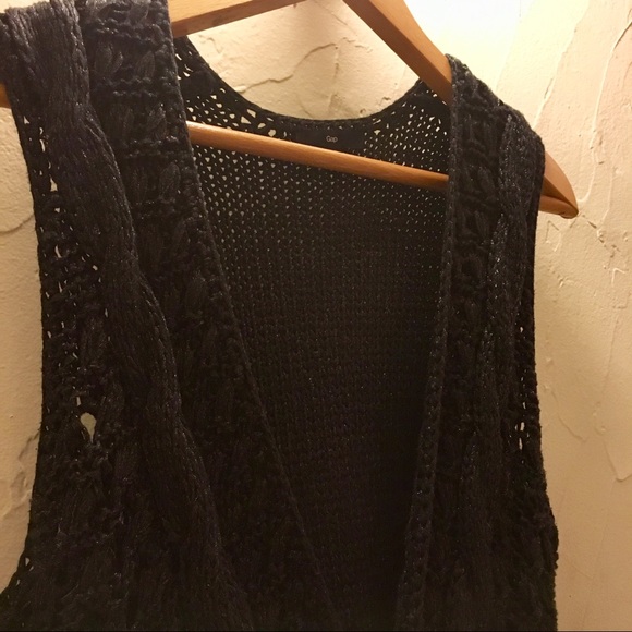 Black Silver Cable Knit Vest - Picture 2 of 2